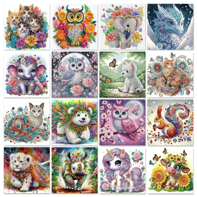 Diamond Painting Kit Animals Pattern DIY 5D Special Shape Crystal Diamond Partial Diamond Painting Mosaic Making Gift Home Deco