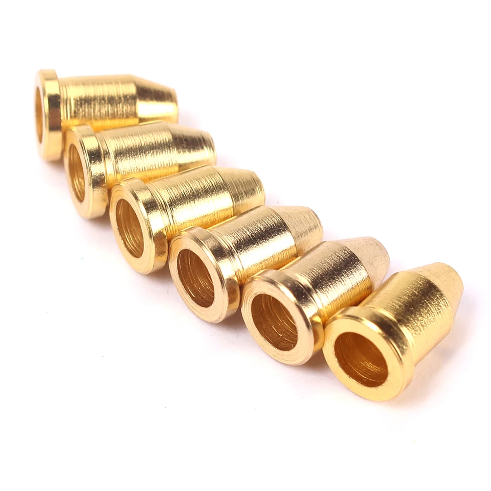 

6Pcs Guitar String Caps Bullet Shape External Thread for Through Body Ferrules Guitar Accessories Durable Repair Parts Golden