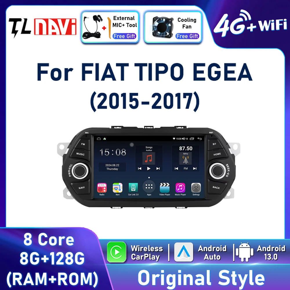 7“ Screen For Fiat Tipo Egea 2015 2016 2017 Multimedia Player GPS Navigation Android Auto Car Radio Carplay support SWC