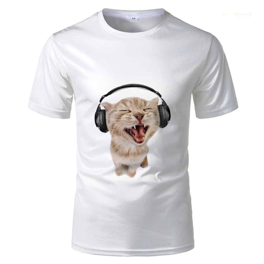 2024 New Cute Kitten Emoji Pattern T-shirts Trendy Cat Graphic 3D Printed  T Shirt Outdoor Casual Fashion Breathable Sports Tops