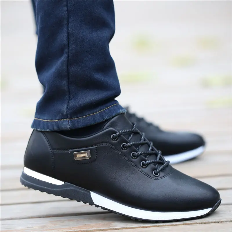 Men\'s PU Leather Business Casual Shoes for Man Outdoor Breathable Sneakers Male Fashion Loafers Walking Footwear Tenis Feminino