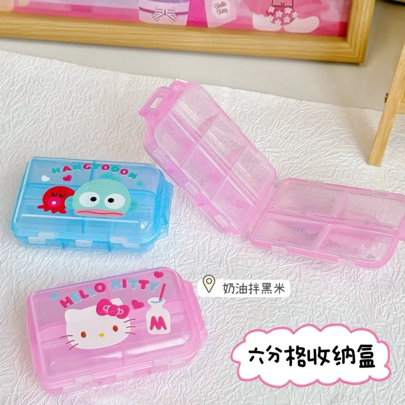 

Hello Kitty portable compartment small medicine box cartoon medicine packaging daily travel moisture-proof box Girls for Gifts