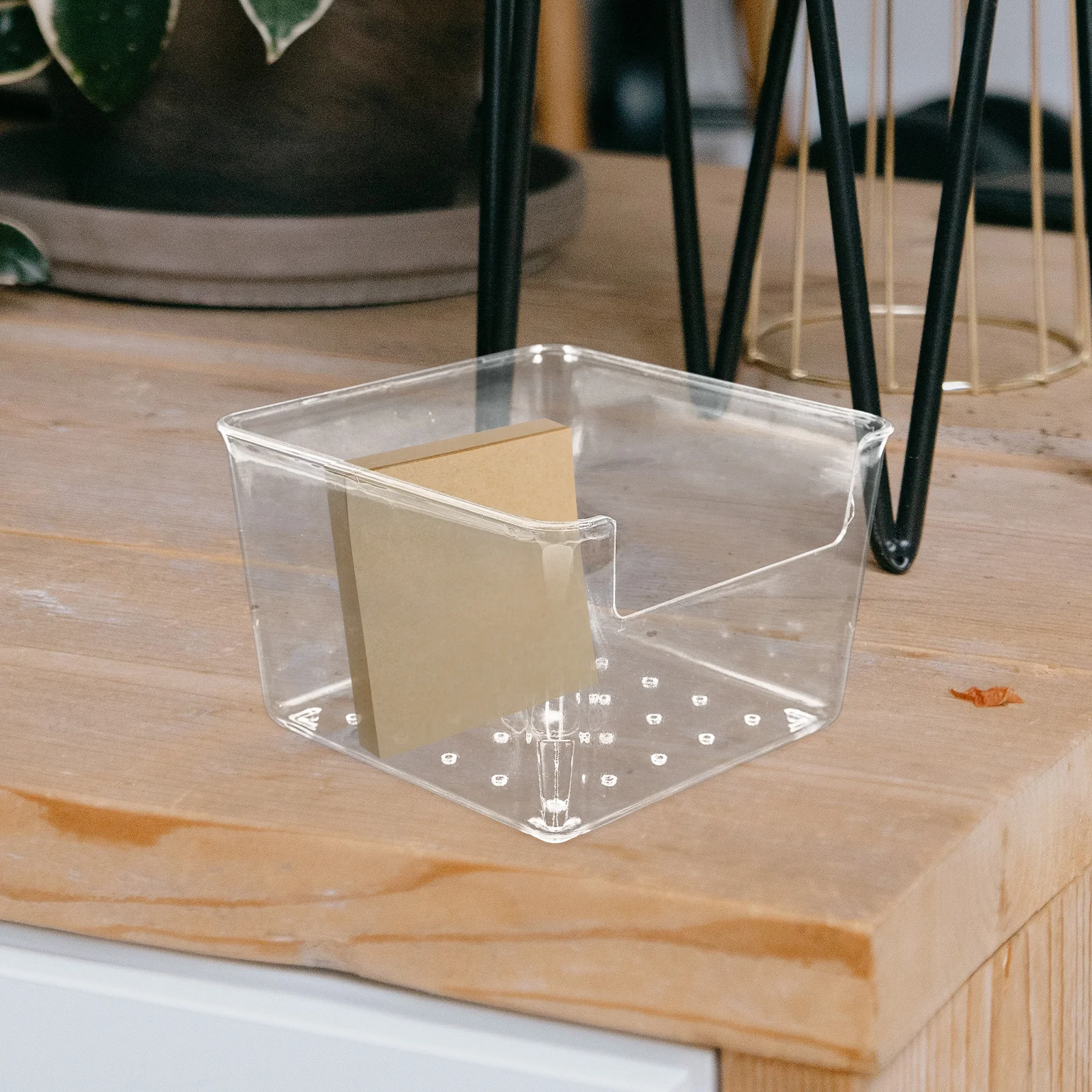 

Compact Plastic Memo Holder Organizer Rack Note Pad Dispenser Scratch Resistant Desk Accessory Notepad Holder Memo Pads Case