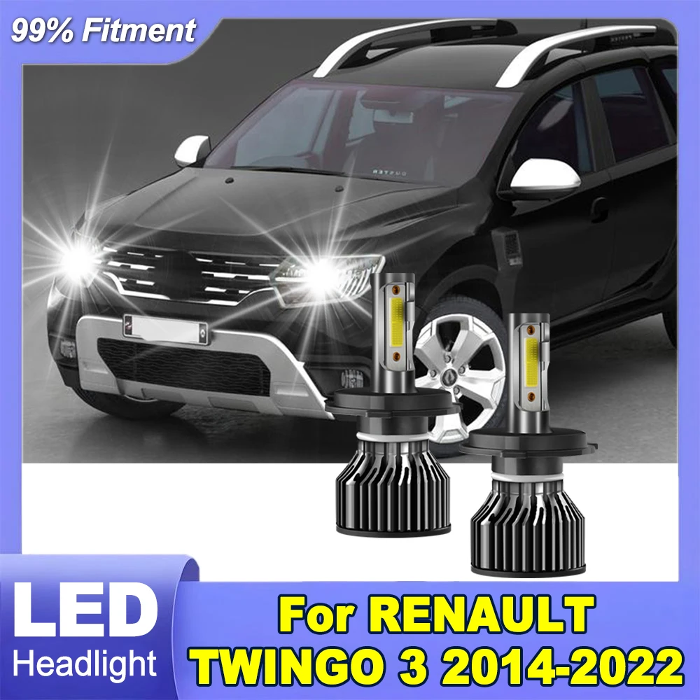 

2X Автомобильные светодиодные фары 6000K Белые H4 Фара дальнего ближнего света 30000LM 300W Для RENAULT TWINGO 3 2014-2022 Автомобильный светильник Plug and Play