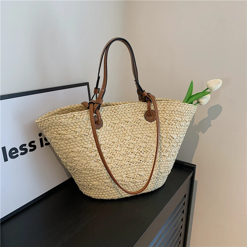 

Hollow Out Solid Color Fabric Shoulder Bags Colors Beading Female Bags on Sale 2025 Summer Beach Vacation Women's Handbags