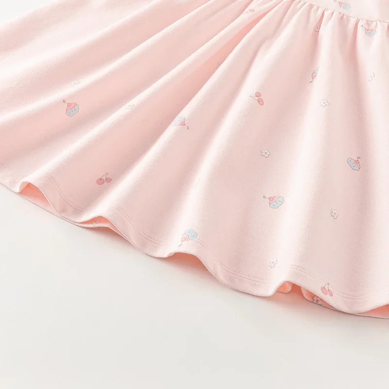 Dave Bella Polo Princess Dress for Girls Baby Children 2024 New Summer Knit Sweet Cute Gentle Print Fashion Casual DB 2241034