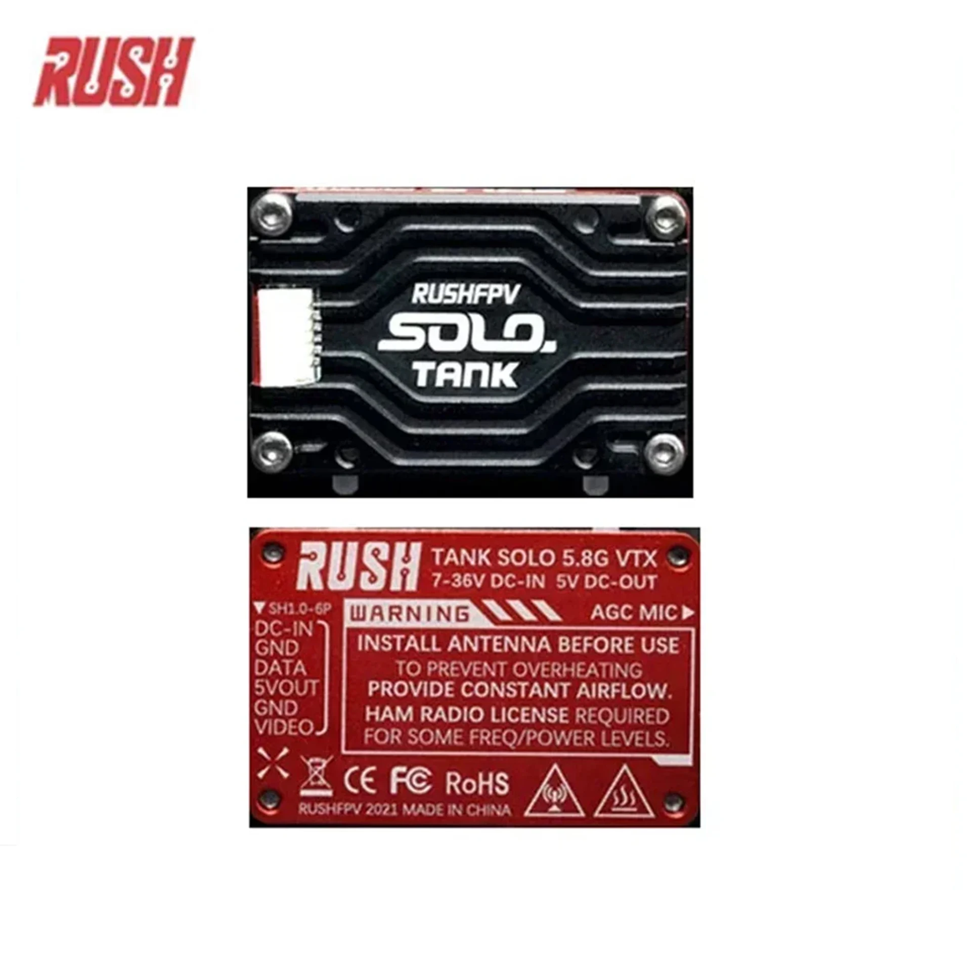 

RUSH Solo Tank 5.8G VTX Video Transmitter CNC shell 1.6W High Power Built-in Microphone Heat Dissipation Structure For RC FPV