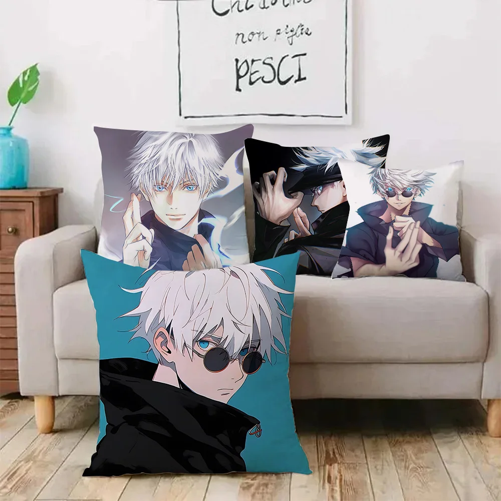 J-Jujutsu Kaisen Gojo Satoru Pillow Covers Cartoon Sofa Decorative Home Double-sided Printing Short Plush Cute Cushion Cover