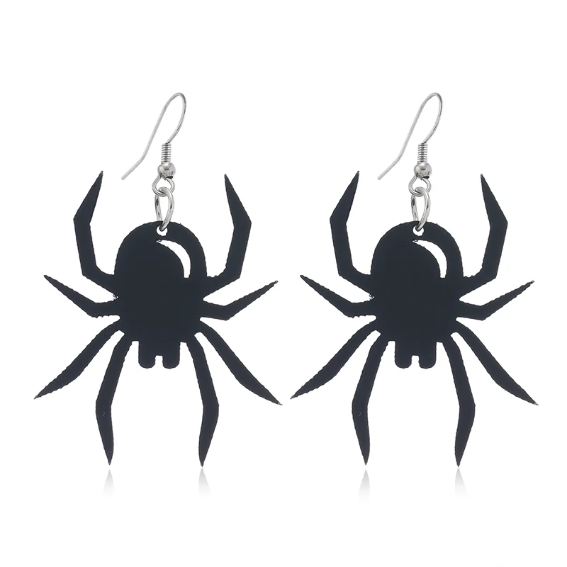 2 PCS Halloween New Acrylic Earrings Pumpkin Bat PU Leather Hollow Earrings European and American Festival Earrings Jewelry