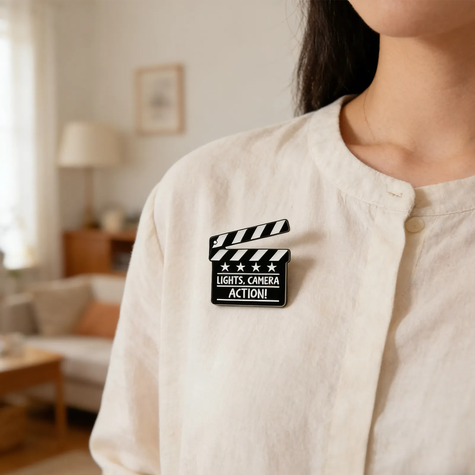 10Pcs Clapper Board Brooch Pins Classic Movie Lapel Pin Cartoon Design Movie Themed Party Favors Film Fan Gift Small Badge
