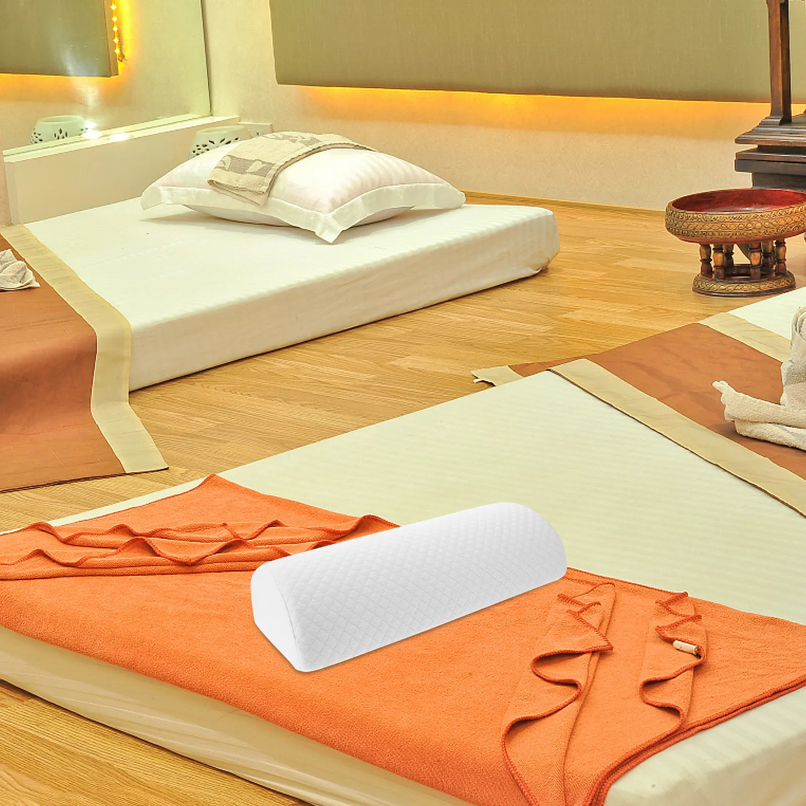 Ergonomic Half Moon Leg Pillow Semi Roll Memory Foam Wedge for Knee Support Lower Back Lumbar Head Elevation Sleeping Aid Home