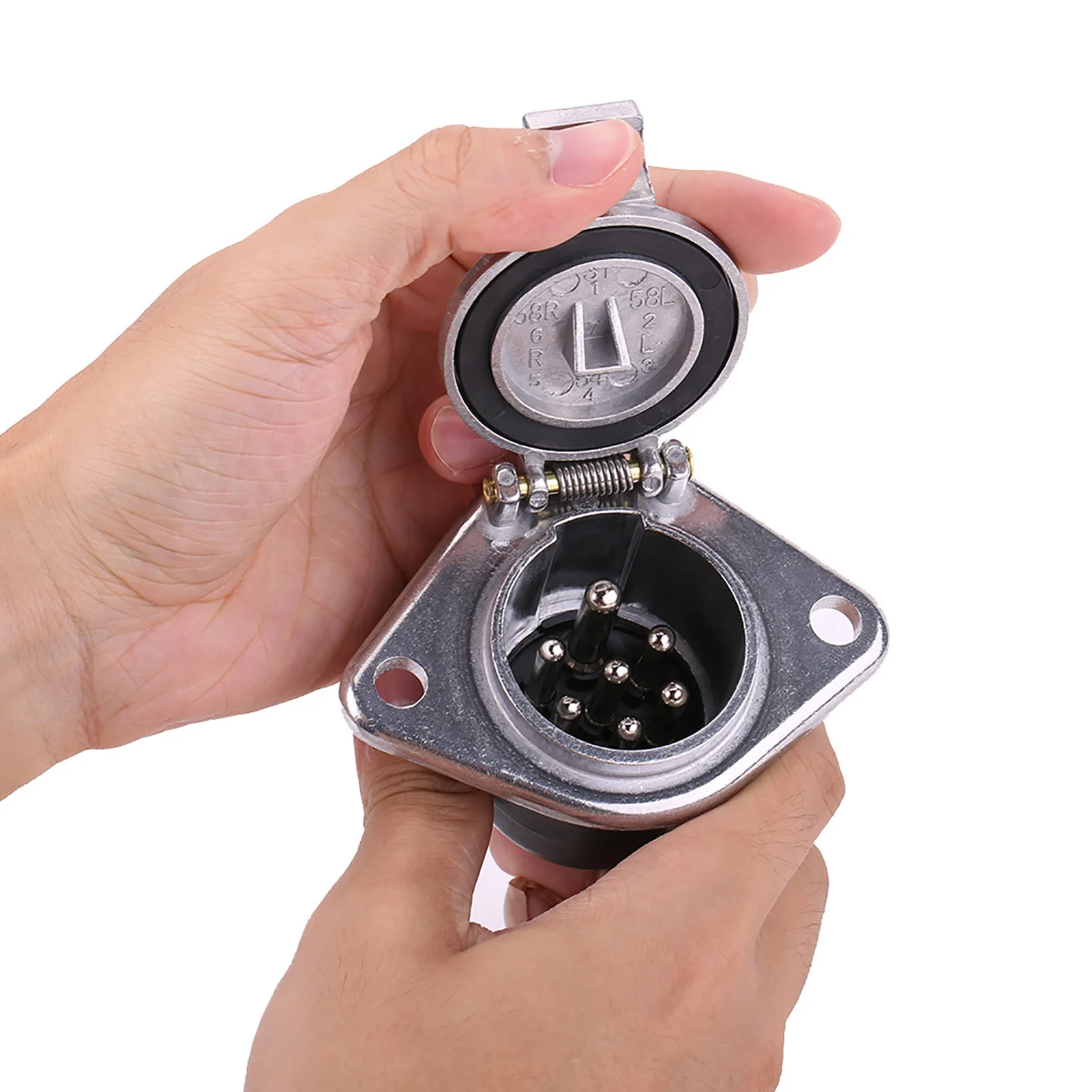 Universal 24V 7-Pin Trailer Plug Socket Connector Kit 7-Pole Wiring Adapter for Heavy Duty Truck Trailer Electrical Connection