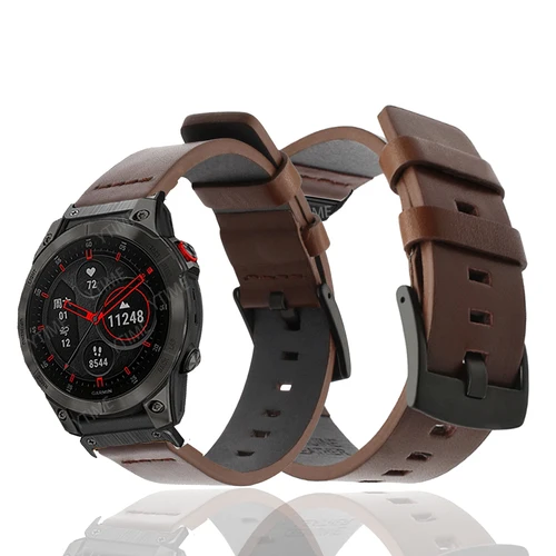 Imagen 2 del producto Correas de cuero para reloj Garmin Fenix 6X 6 Pro 7X 7 Easyfit, pulsera Fenix 5 5X Plus 3 3HR, 26 22mm