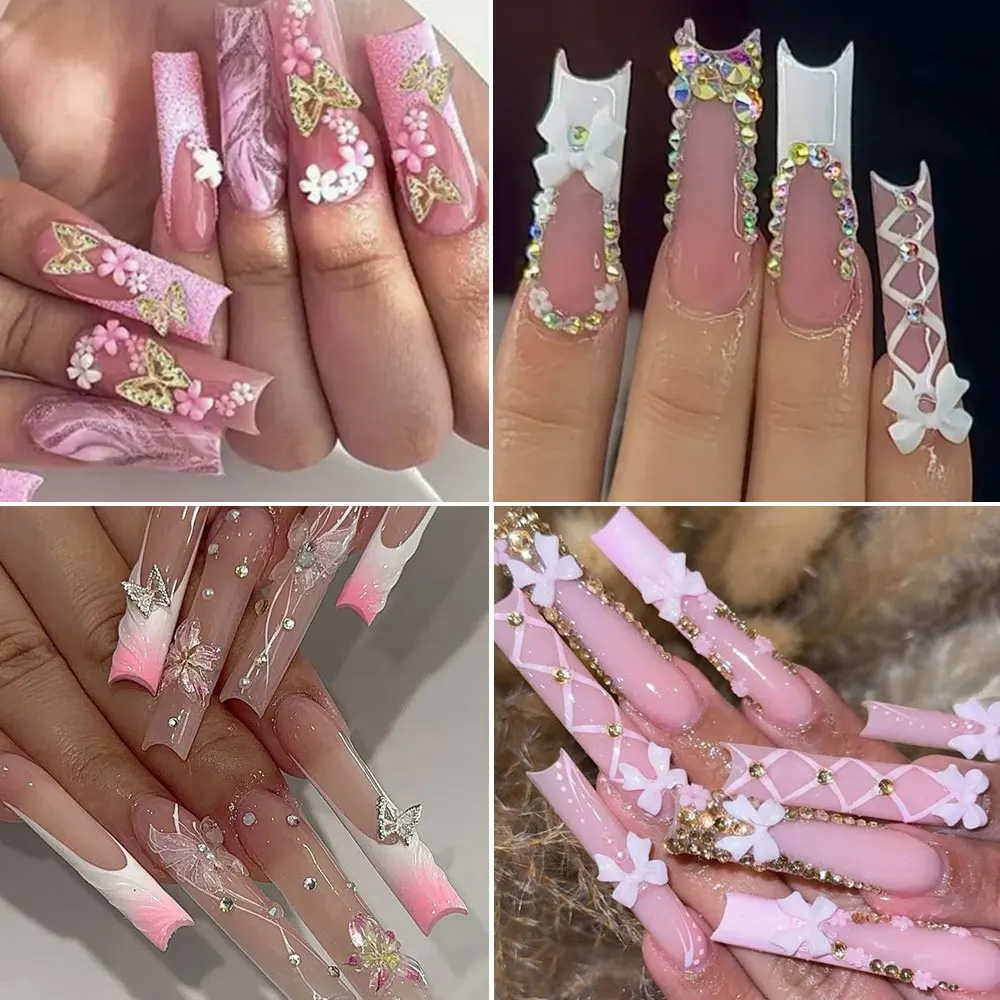 1 상자 혼합 합금 나비 활 네일 라인 석 미니 꽃 보석 진주 하트 네일 Decoratins 매력 DIY 매니큐어 액세서리 # PH