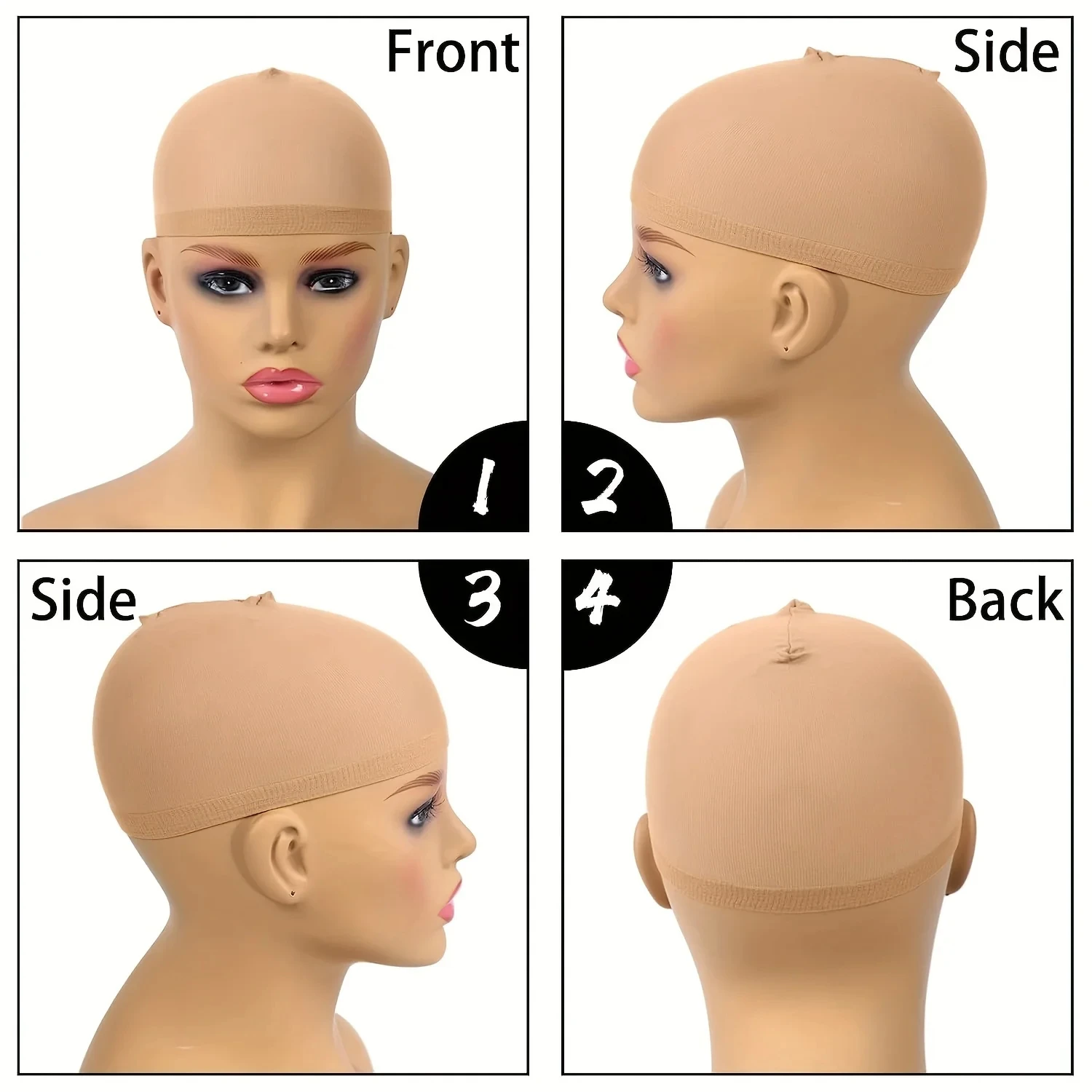 2pcs/10pcs HD Wig Caps Non-Slip Stretchy Stocking Nylon Wig Caps For Women Soft And Breathable Close End Invisible Nude Wig Caps image 5
