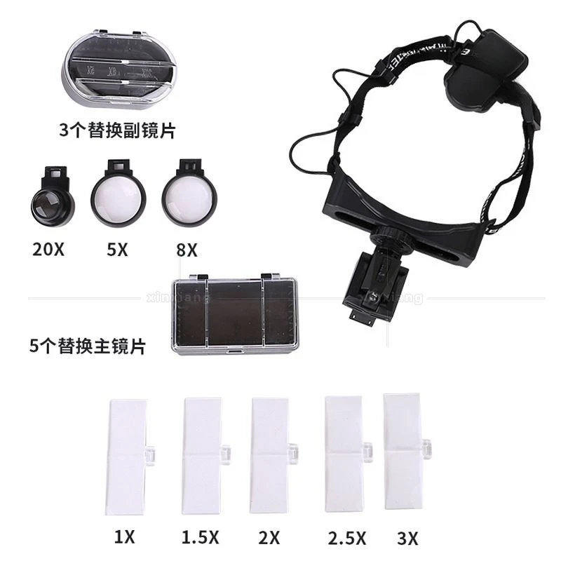 شاهد عدسة مكبرة لطب العيون، نظارات عالية الوضوح مثبتة على الرأس، خفيفة الوزن، 8 مجموعات من إصلاح المرايا #5