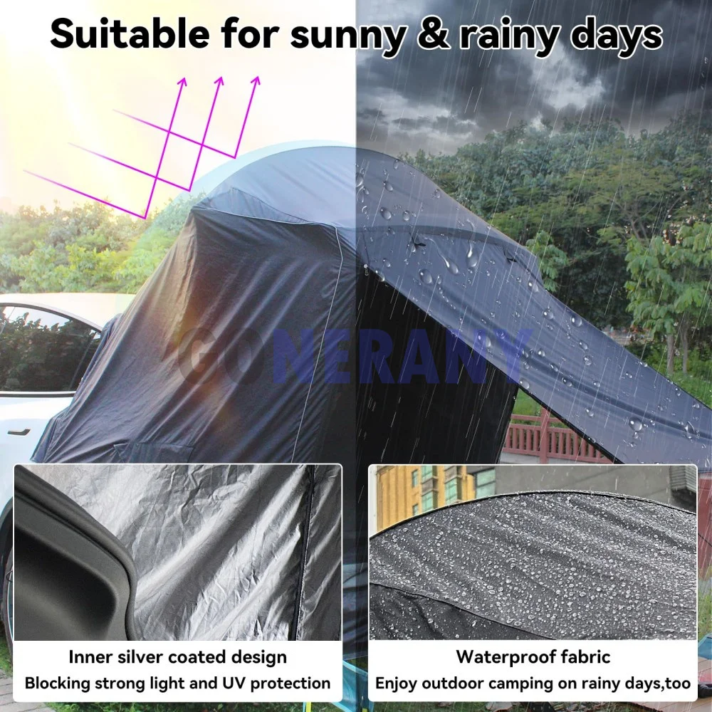 Camping Tent for Tesla Model Y 2023 2022 2021 2020 Tailgate Shade Awning Tent Tesla Accessories Anti-Tear & Waterproof