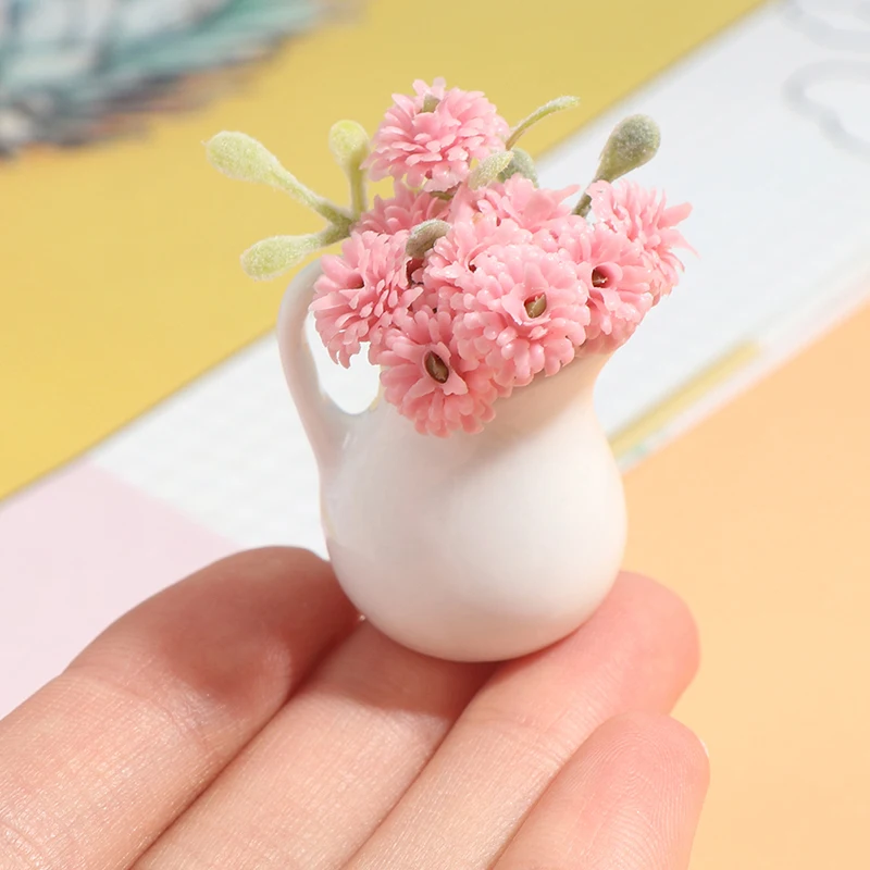 1:12 Dollhouse Miniature Flowers Fairy Garden Ornament Potted Plant Flowers Pot