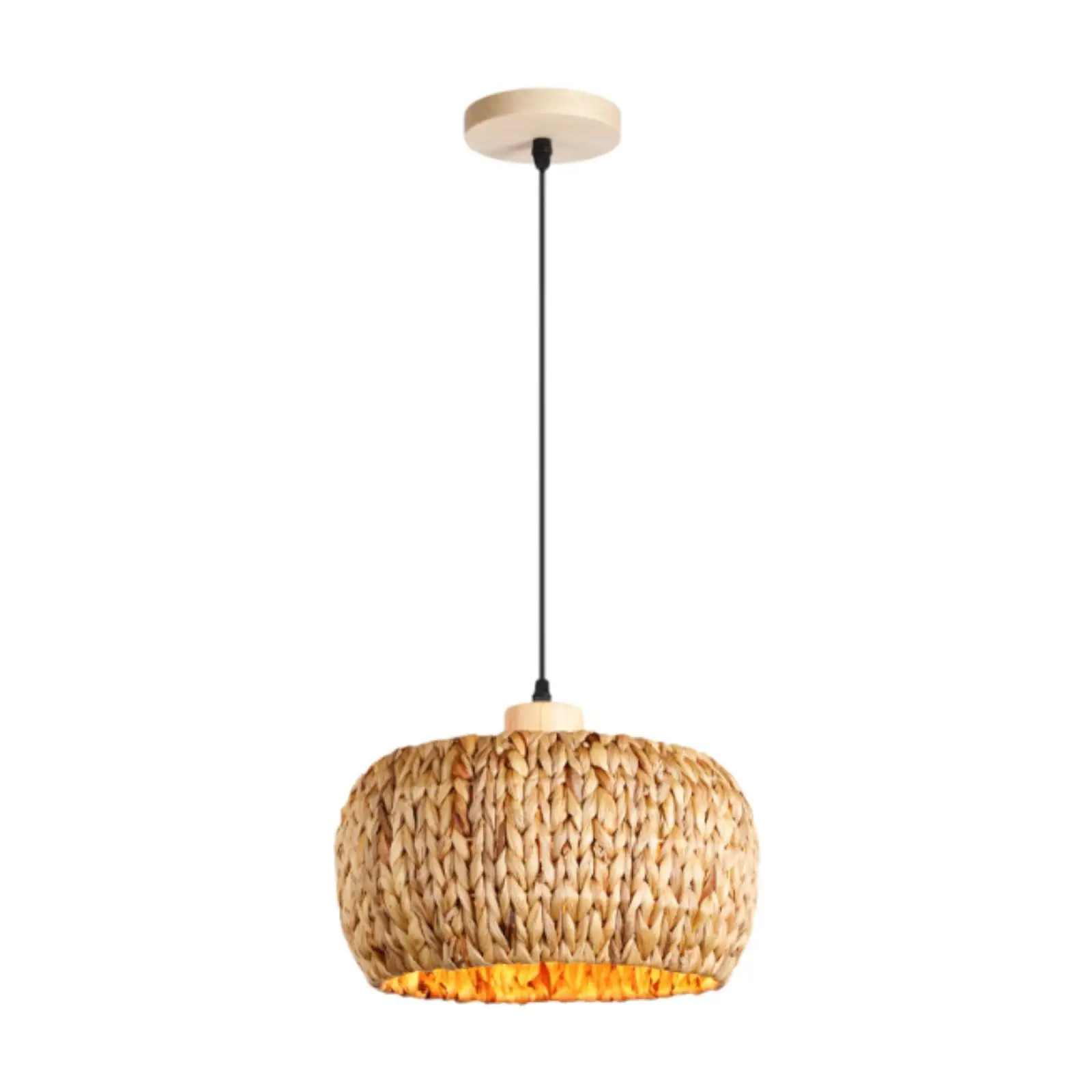 Rattan Pendant Light Shade Rustic Country Rattan Woven Lampshade for Ceiling Living Room Dining Room Restaurant Kitchen Island