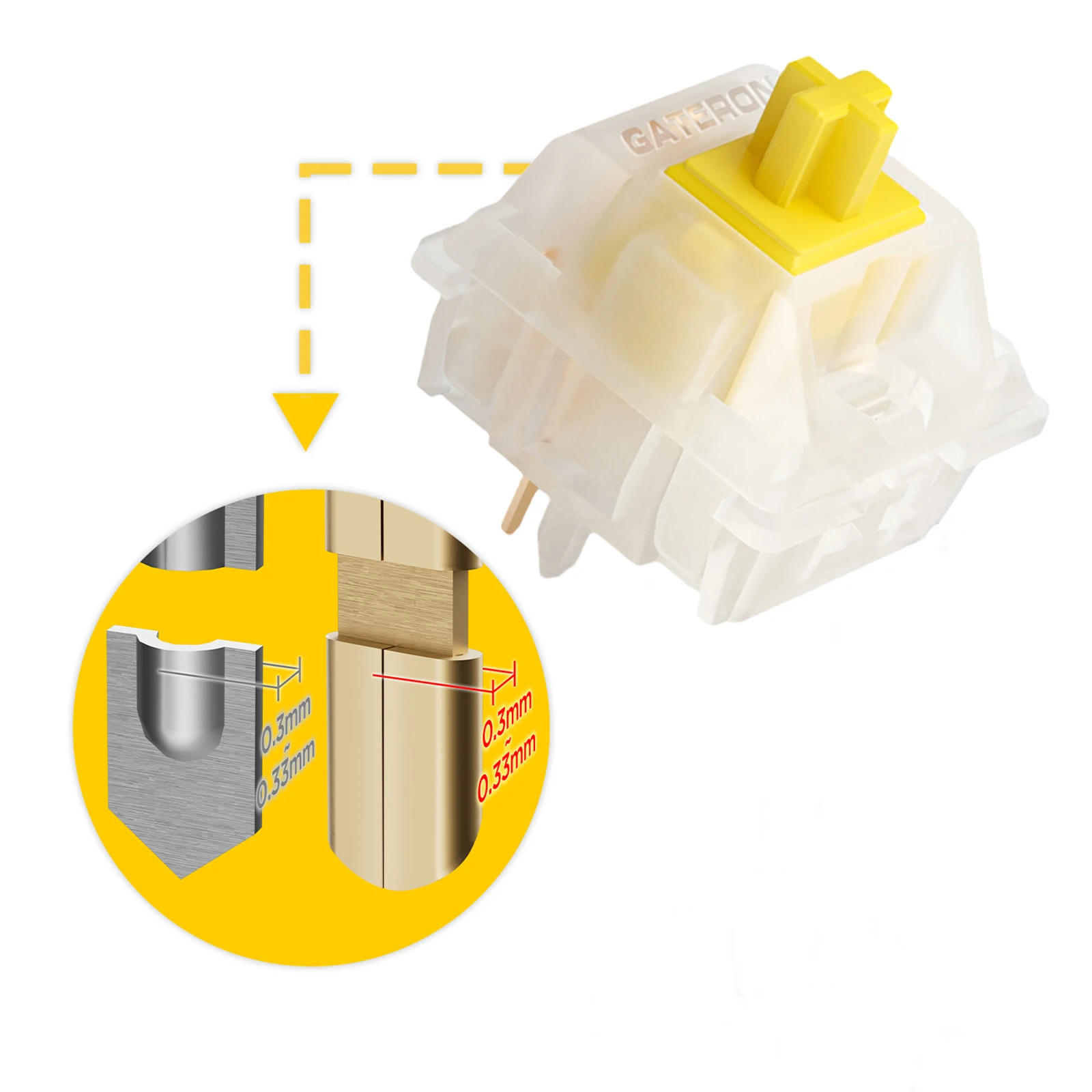 GATERON KS-3X1 V2 Milky Yellow Pro مفاتيح لوحة المفاتيح الخطية 5 Pin المفضلة مسبقًا للوحة المفاتيح الميكانيكية MX
