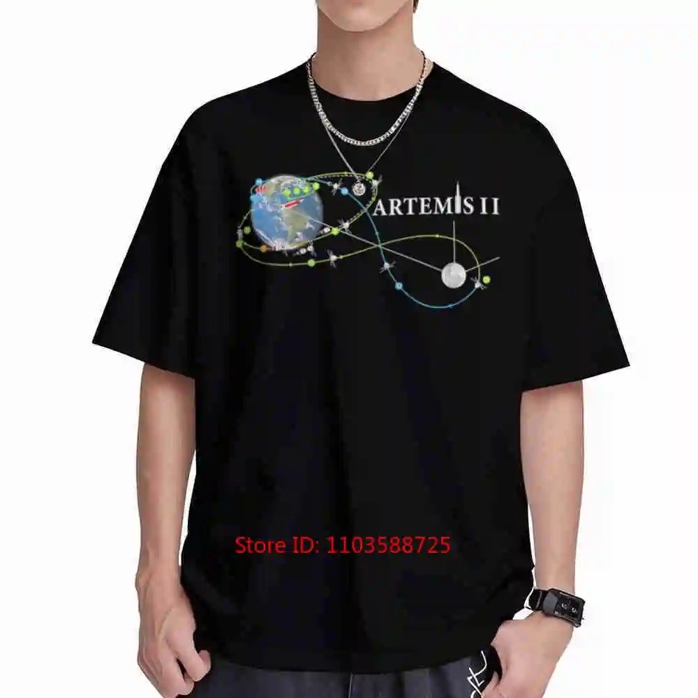 Artemis 2 Route Map SLS Rocket Launch To The Moon Short Sleeve Tee 100% Cotton T-Shirt
