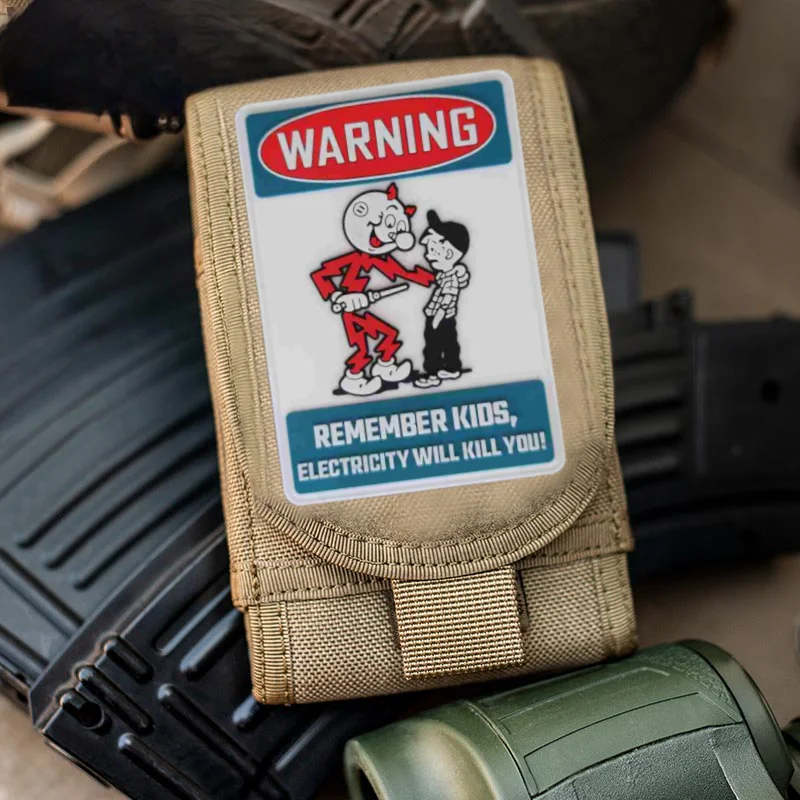 Remember Kids Electricity Will Kill You Morale Badge Patch PVC Tactical Patch for Military Hook&Loop Armband Backpack Sticker