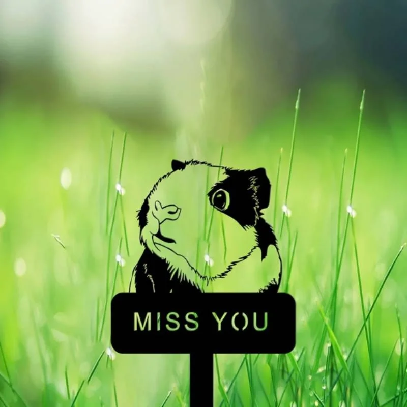 Exquisite Guinea Pig and Hamster Commemorative Metal Garden Sign——Elegant Decorations，In memory of your beloved pet