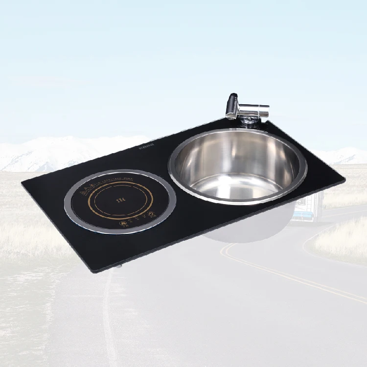 RV Caravan Kitchen Products Gas Stove CE Certificate With Water Sink Embedded Induction For Camping