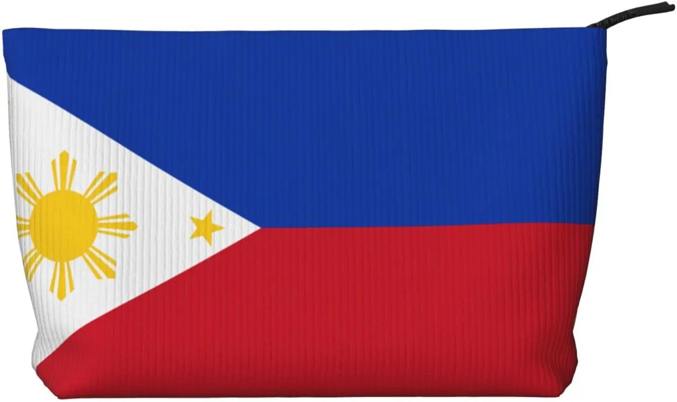 

Philippine flag Corduroy cosmetic bag, suitable for travel and daily use, Sturdy Lining, Ensures Longevity