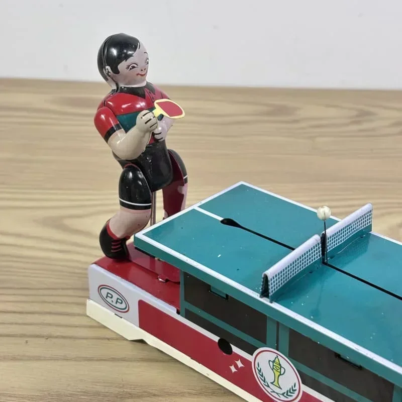 Jouet à remonter en métal, jeu d'athlètes de Ping-Pong, Collection de figurines pour adultes, modèle mécanique rétro, jouet cadeau