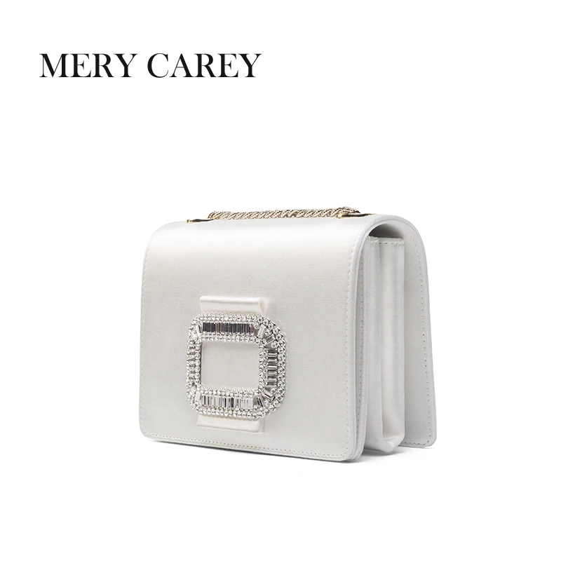 

2025 square buckle silk temperament women's bag water diamond single shoulder crossbody dinner bag fashionable small square bag