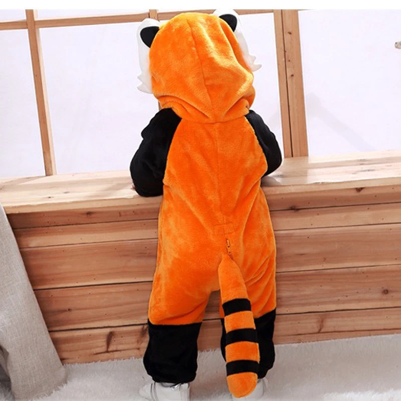 Spring New Baby Raccoon Playsuit Halloween Costume Baby Animal Shaped One Piece Creeper Baby Outwear