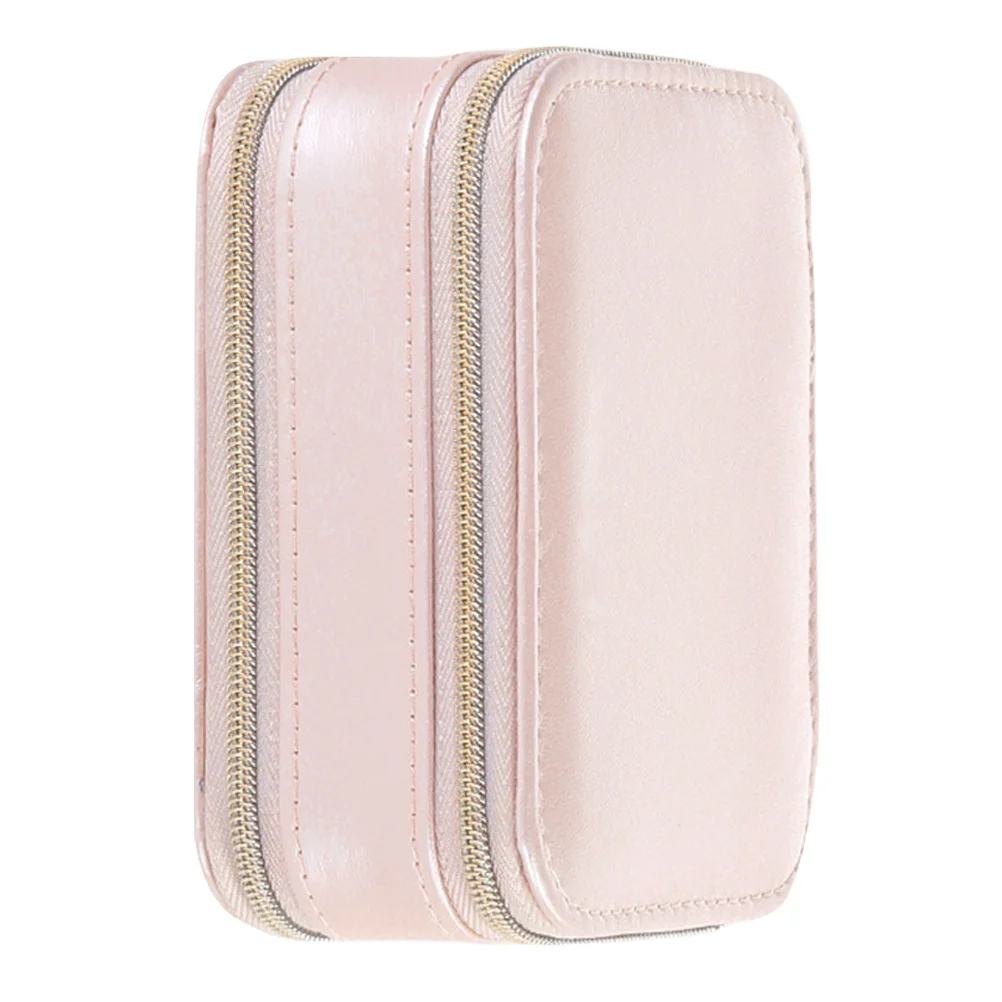 Compact PU Jewelry Storage Holder with Mirror for Necklaces Bracelets Valentine Wedding Anniversary Christmas Gifts