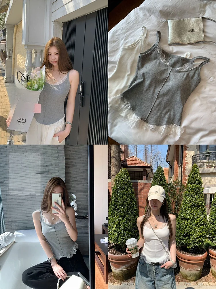 

Женский летний топ YUYEE с кружевными вставками и изогнутым кроем, приталенный, двухцветный, с дизайном Eyela, для повседневной носки, с квадратным вырезом