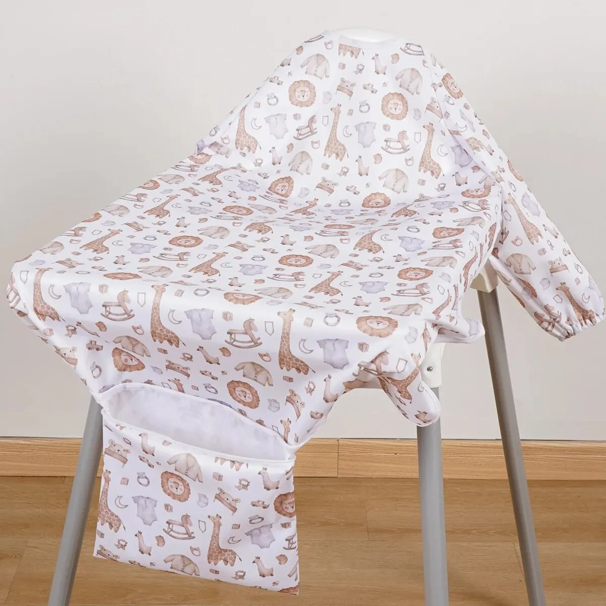 Coverall Baby Feeding Bibs, Weaning Bib, Easy to Clean Baby Bibs for Eating, Adjustable High Chair Catch All