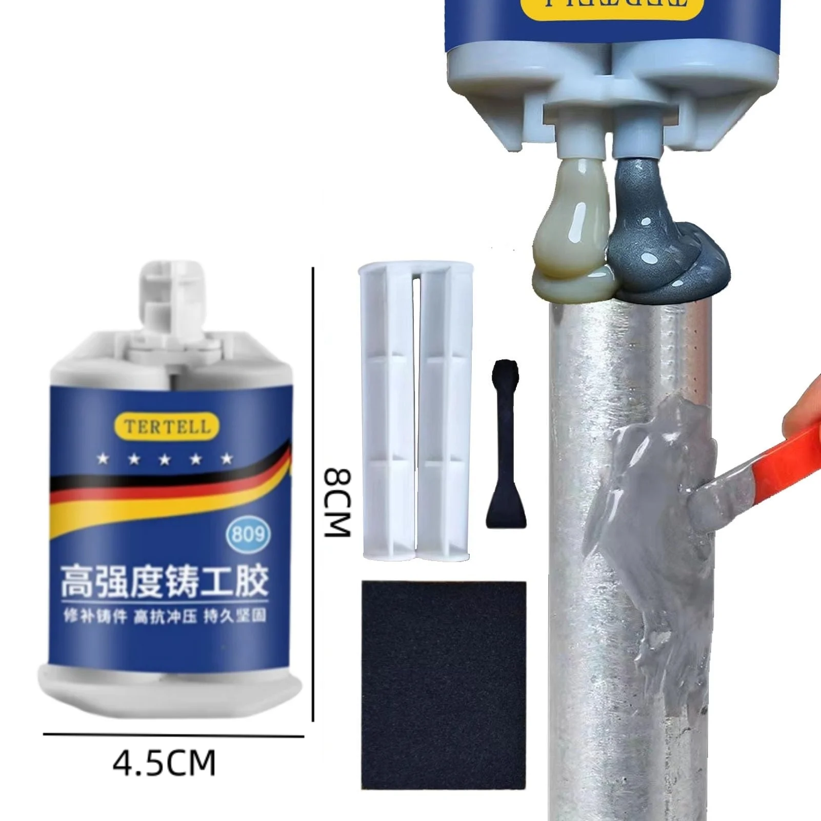 50/100 ml Metaalreparatiepasta 2 In1 Industriële AB Casterlijm Hittebestendige kit Koudlassen Sterk defect Reparatiemiddellijm