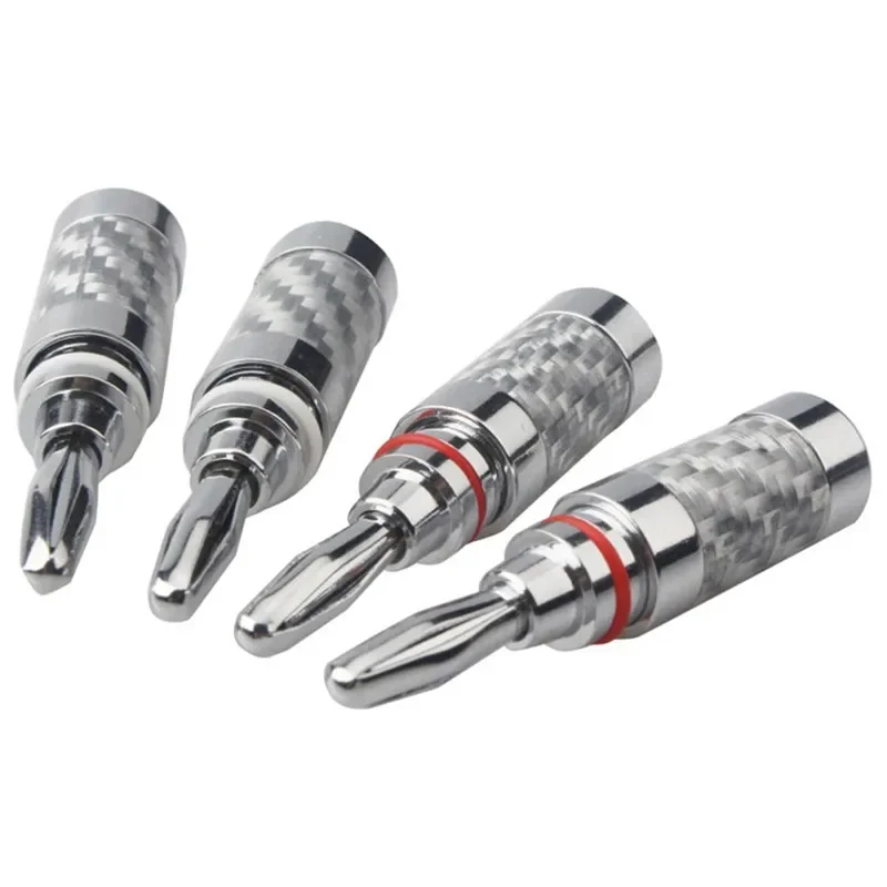 Banana Plug Audio Connector Consumer Electronics Bananas Conector Rhodium Plated Carbon Fiber Screw Press Speaker Terminal