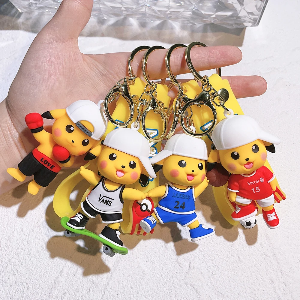 LLavero de Pokémon para niños, colgante de coche, bolsa de muñeca, Pikachu, regalo de cumpleaños, juguetes, encanto, calabaza a granel