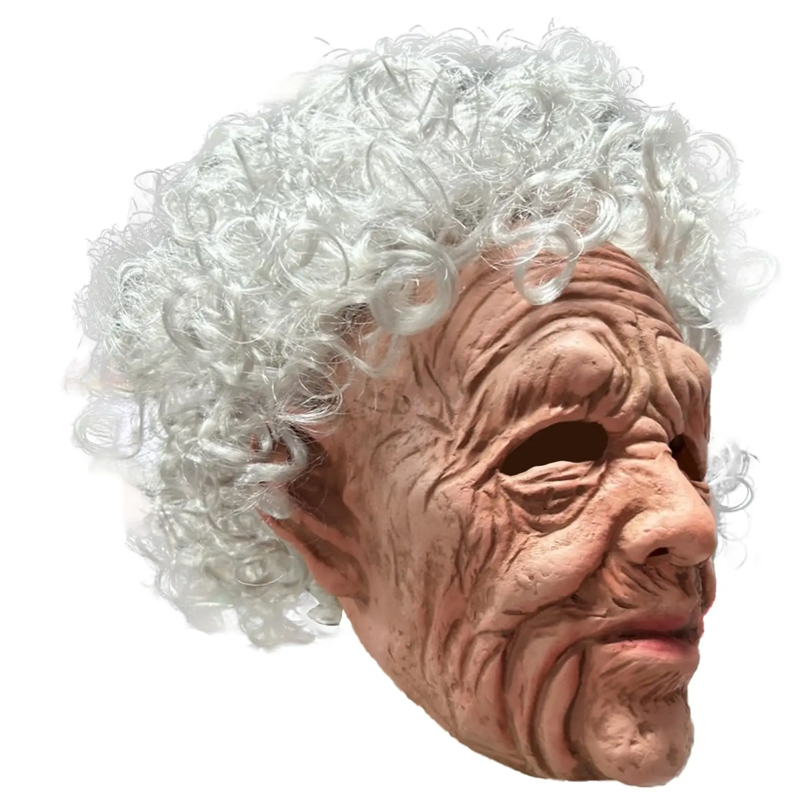 Maschera da donna vecchia Maschera in lattice realistico Nonna spaventosa Vecchia signora raccapricciante con parrucca rugosa Masquerade Puntelli per costumi cosplay di Halloween