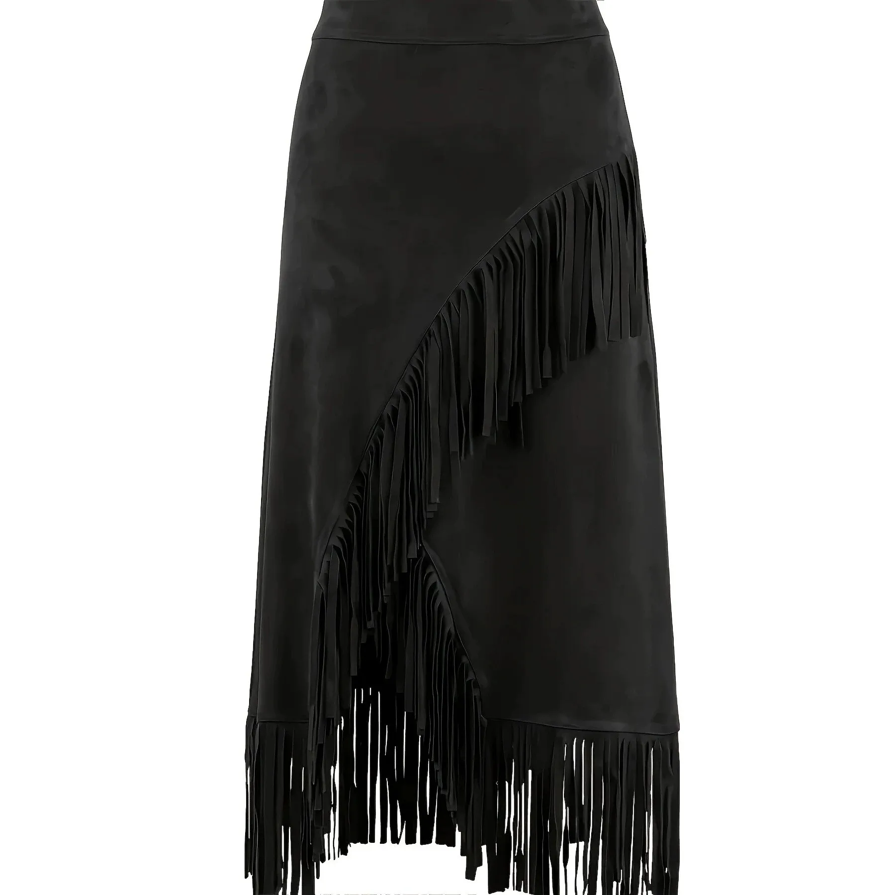 Elegant Long Tassel Skirt High Waist Design Drifting Style Details Spring 2026 Cross-Border Women's Fashion Commute Asymmetri...