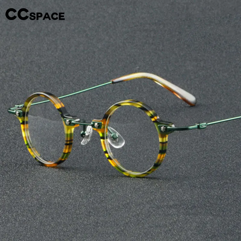 55275 Vintage Punk Acetate Glasses Frame Women Round Optical Eyeglasses Leopard Frame Clear Uv400 Computer Glasses