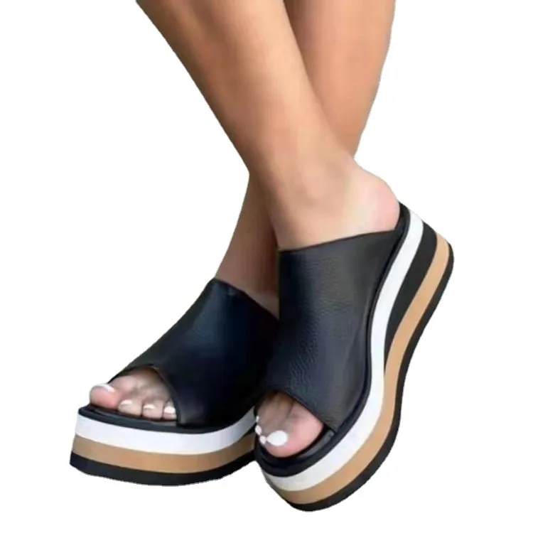 Sandals Women  Platform Sandals Wedges Shoes For Women Summer Sandalias Mujer Luxury Medium Heels Sandals Ladies Slippers