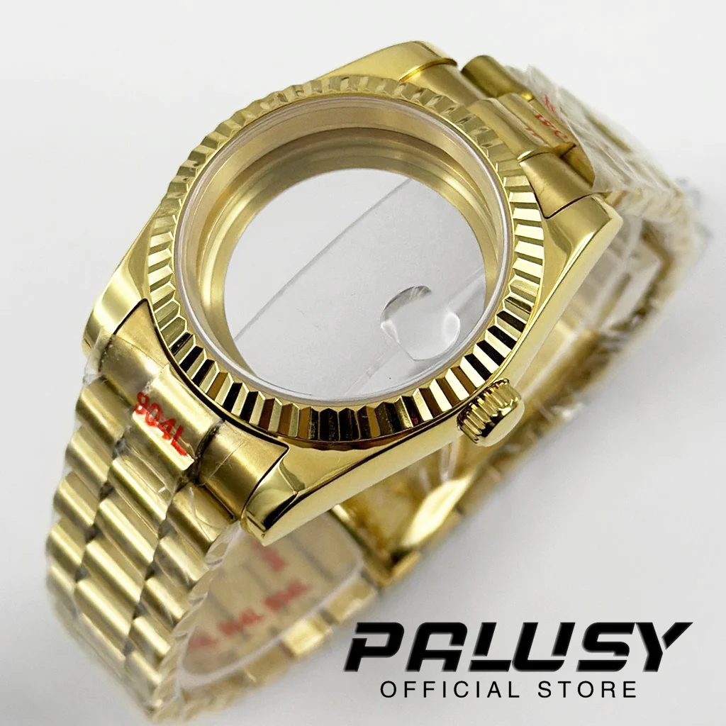 Gold Fluted Curved 36MM/40MM Watch Case Stainless Presidential Bracelet Sapphire Glass For NH34 NH35 NH36 NH38 ETA2824 Movement