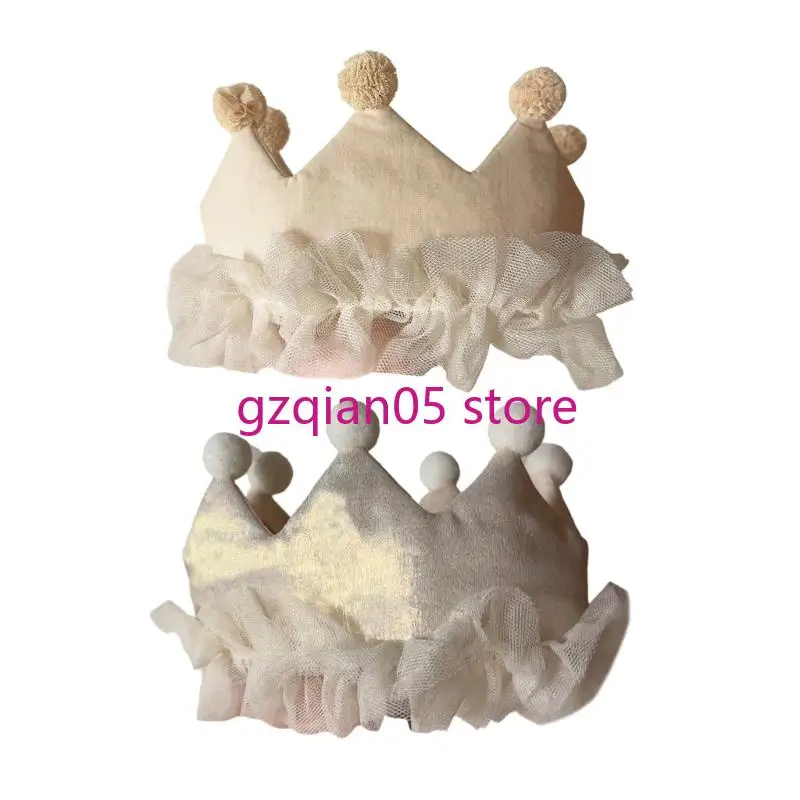 

N7ME Elegant Infant Photoshoots Crown Headwear Comfortable Fabric for Celebrations