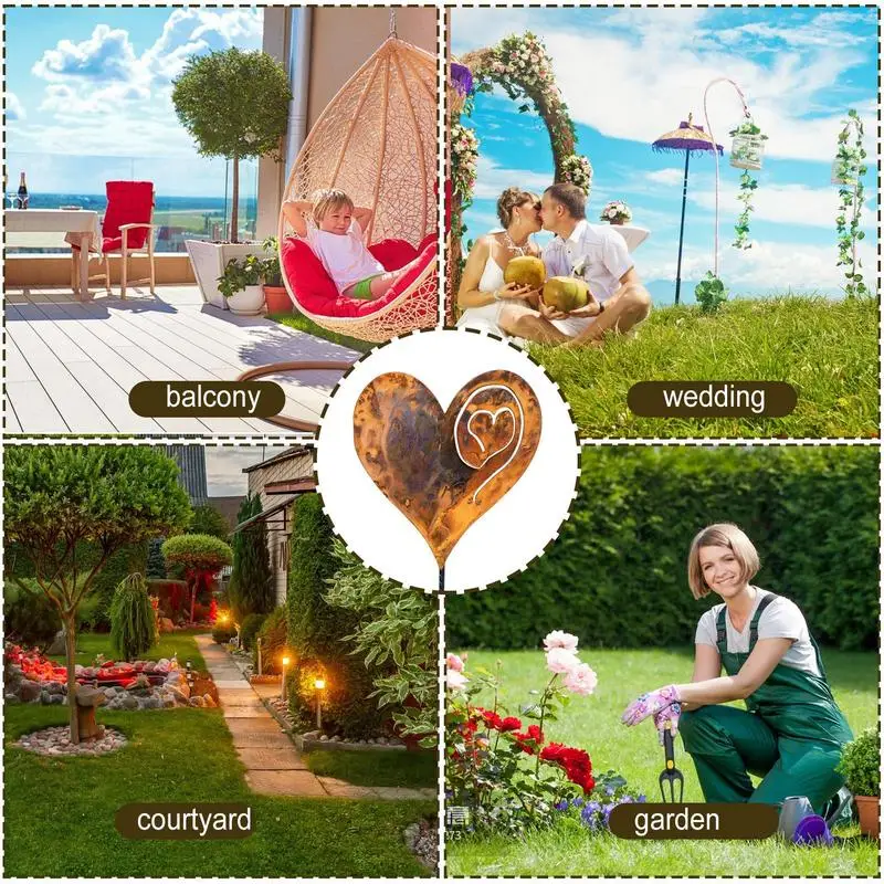 Metal Garden Decor Rusty Heart Outdoor Garden Decor Arden Metal Art Creative Decorative Plant Stakes Decorative Yard Ornaments