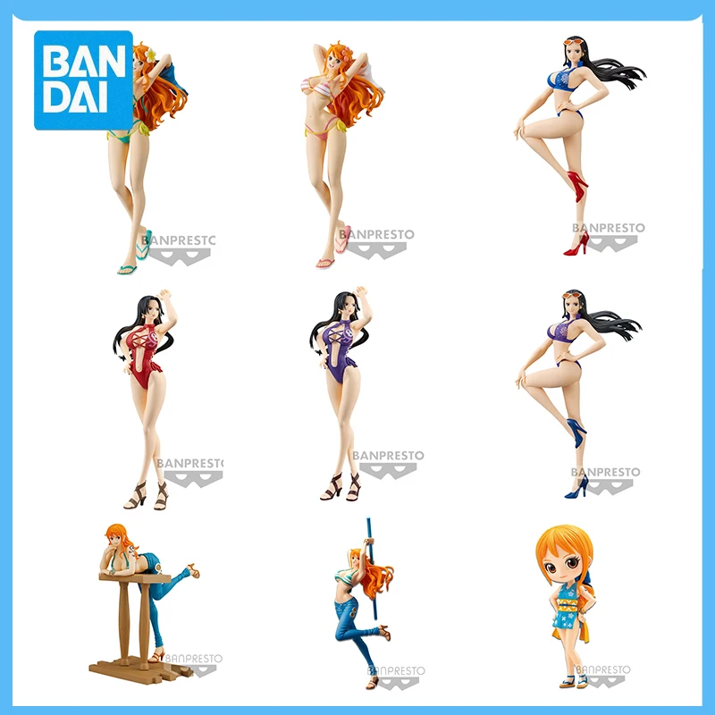 Original Bandai One Piece Boa Hancock Luffy Nami Roronoa Anime Figures Large Collection Collection Series PVC Toy For Kids Gift