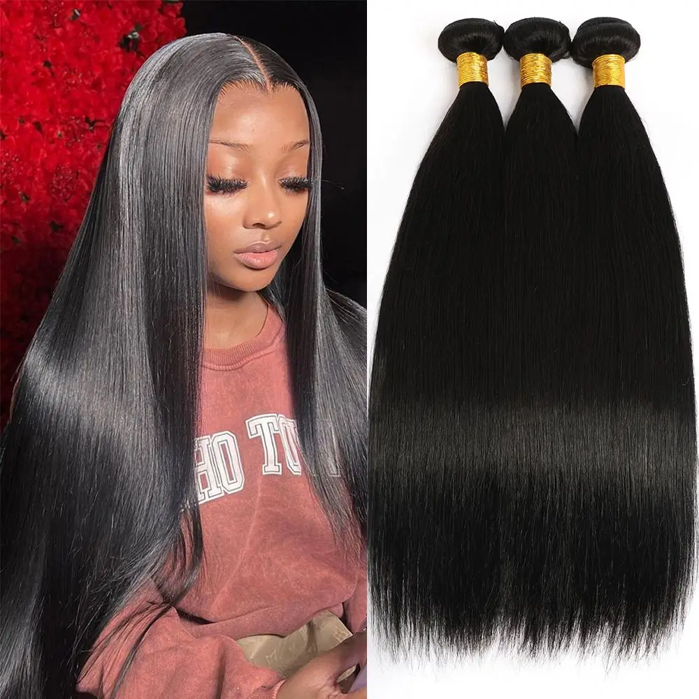 

Натуральные прямые бразильские волосы Remy, 40-44 дюйма, в пучках, 1, 3, 4 пряди, натурального цвета, для наращивания, для женщин