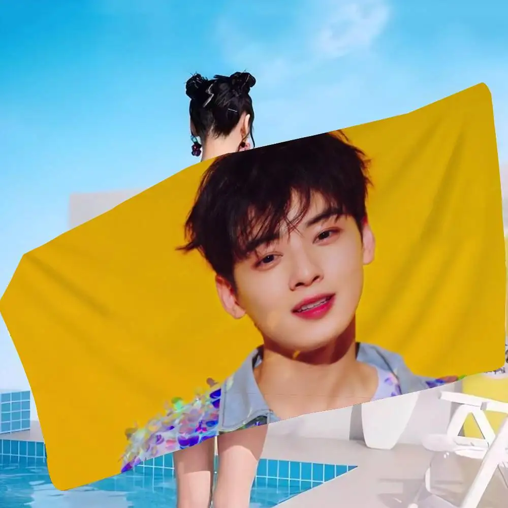 Popular Korean Actor Cha EunWoo Beach Towel Colorful Bath Towels for Girl Microfiber Quick Dry Custom Sand Free Spa Gym Pool