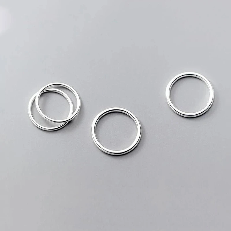 SOFTPIG-Bague ronde en argent regardé 925 véritable pour femme, bijoux fins classiques, accessoires minimalistes, fête, 1.6mm, 2mm