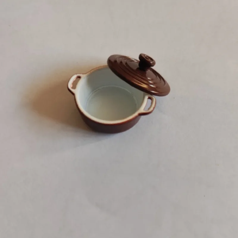 Mini olla bonita para caldera con tapa 1:12, utensilios de cocina en miniatura para casa de muñecas, artículos de cocina, accesorios para casa de muñecas, juguete para jugar